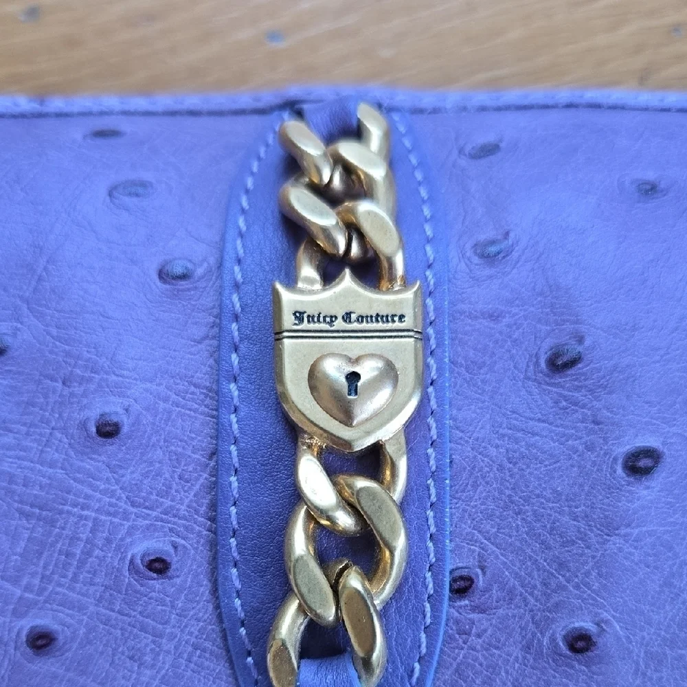 NWT Vintage Juicy Couture Purple Leather Clutch With Gold Chain Rare 2000s Y2K